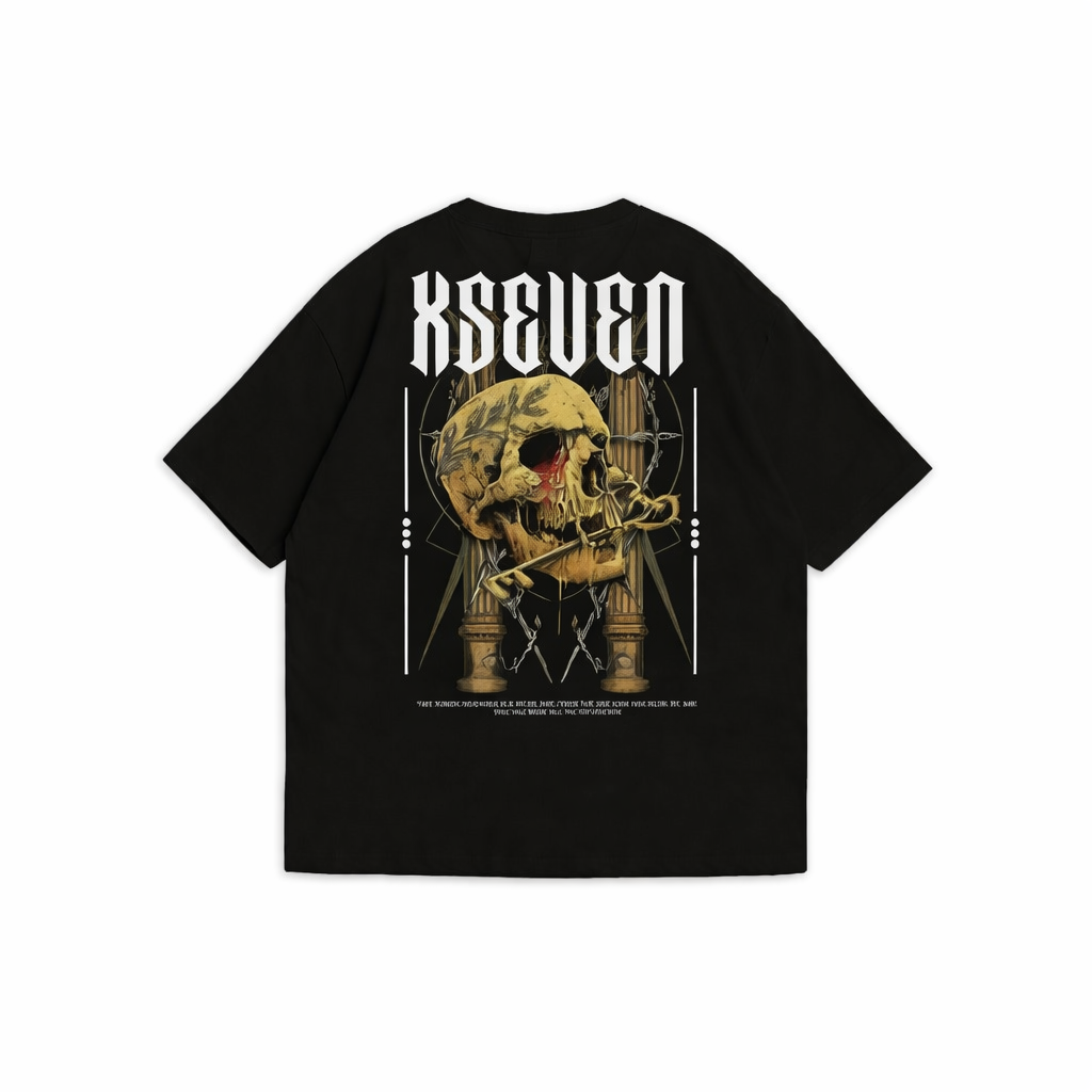 SKULL ROUNDED NECK OVERSIZED TSHIRT