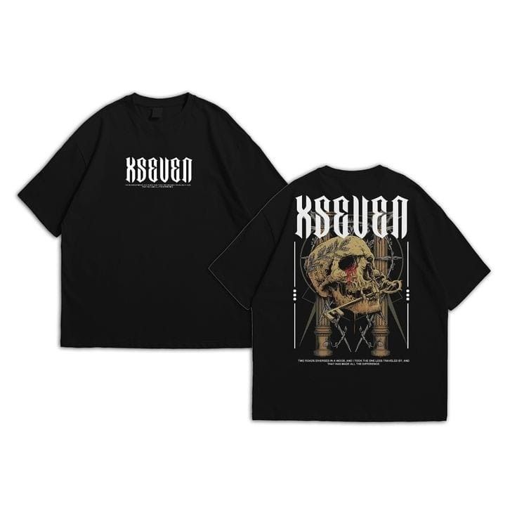 SKULL ROUNDED NECK OVERSIZED TSHIRT